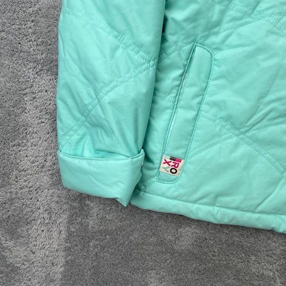Roxy Jacket Women Large Green Lined Coat Insulated Hooded Snowboard Ski Full Zip - Picture 2 of 9